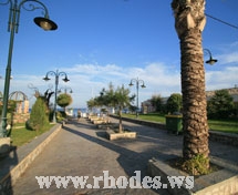One road to the beach of Faliraki in Rhodes- Greece