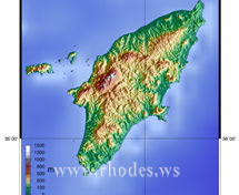 Map of the island of Rhodes - Greece